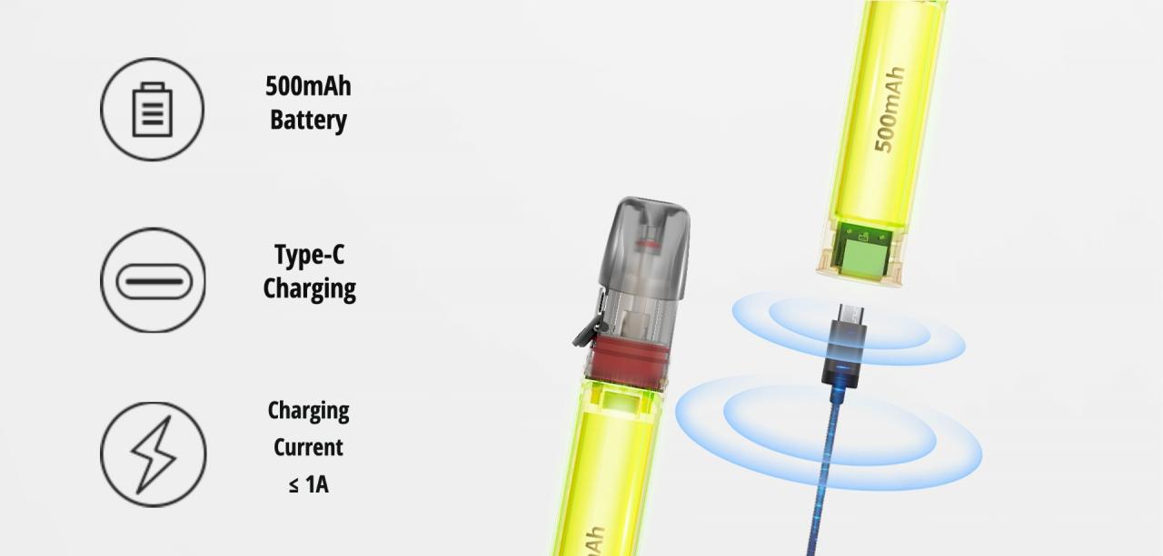 Elf Bar Mate 500 battery and charging features